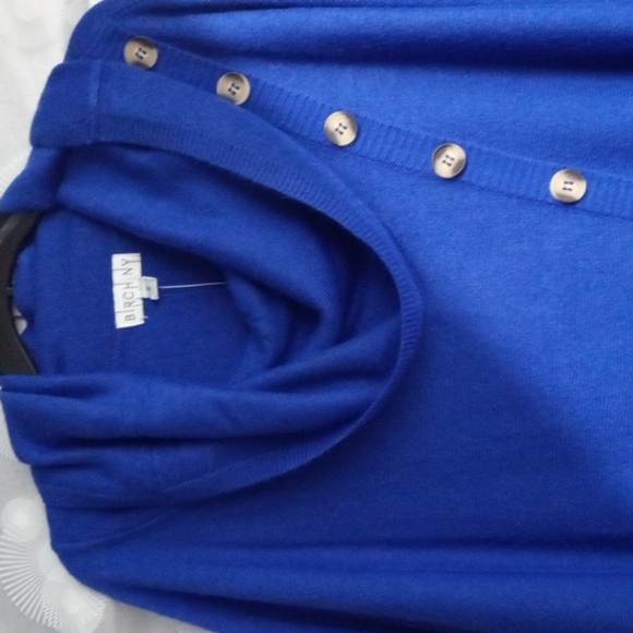 BIRCH NY ROYAL BLUE LONG SLEEVE COWL NECK SWEATER SIZE SMALL NWT - Picture 2 of 6